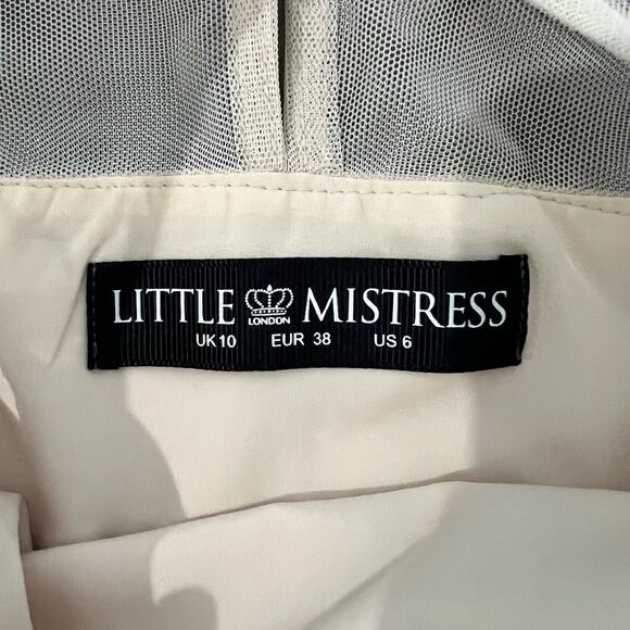 Little Mistress Cream Red Pink Embroidered Flowers Accordion Pleat Midi Dress 6 - Picture 6 of 16